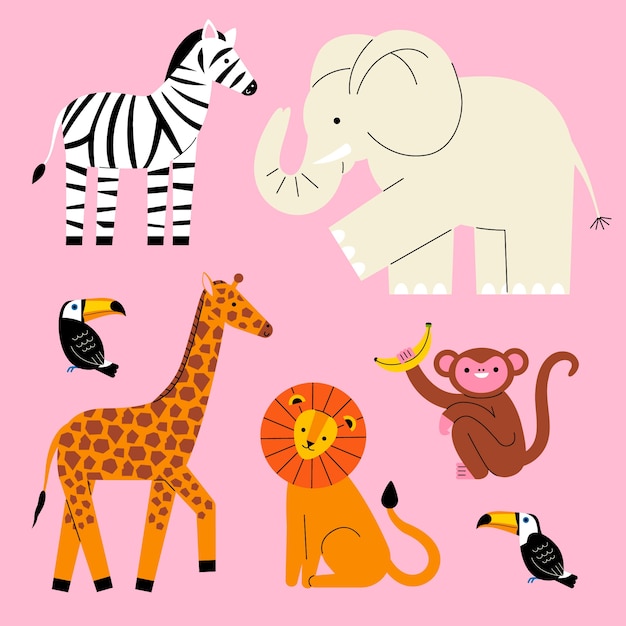 Gratis vector jungle animal set