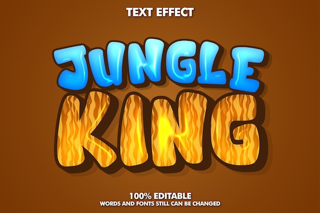 Jungle king stickerlabel Bewerkbare cartoon teksteffecten