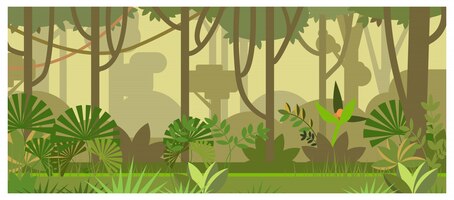 Jungle landschap met bomen en planten illustratie