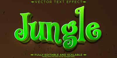 Gratis vector jungle tekst effect bewerkbaar regenwoud en weelderige aanpasbare lettertype stijl