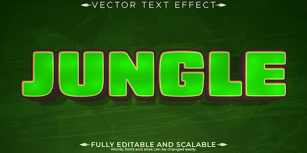 Gratis vector jungle tekst effect bewerkbaar regenwoud en weelderige aanpasbare lettertype stijl
