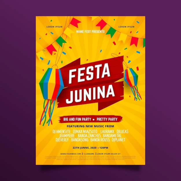 Gratis vector juni festival evenement poster stijl