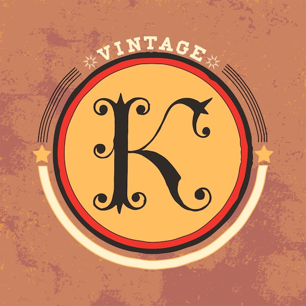 Gratis vector k vintage logo ontwerp vector