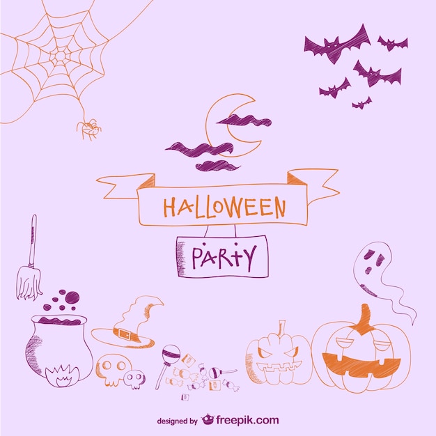 Kaart decoratieve doodle artikelen voor halloween