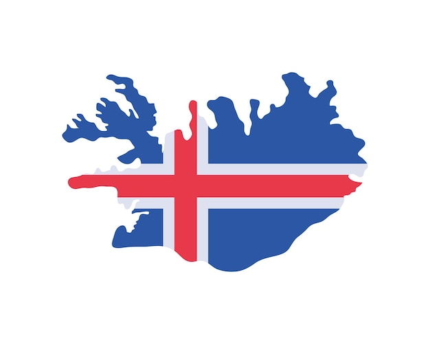 Gratis vector kaart en vlag van ijsland