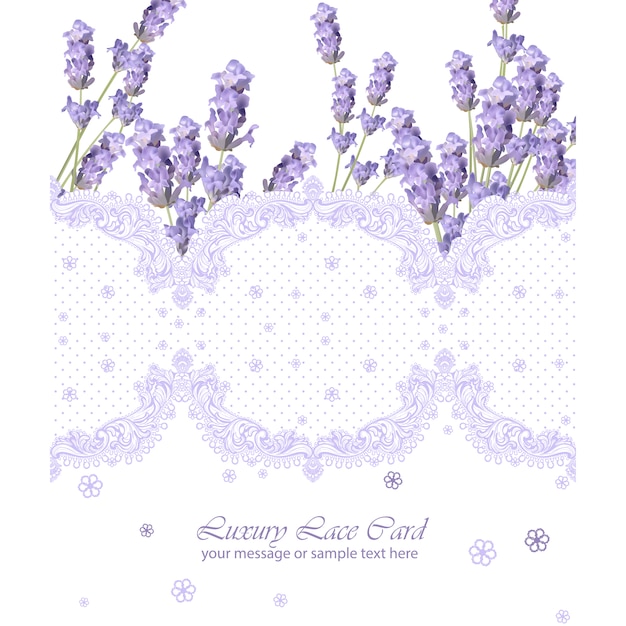 Gratis vector kaart sjabloon met lavendel frame