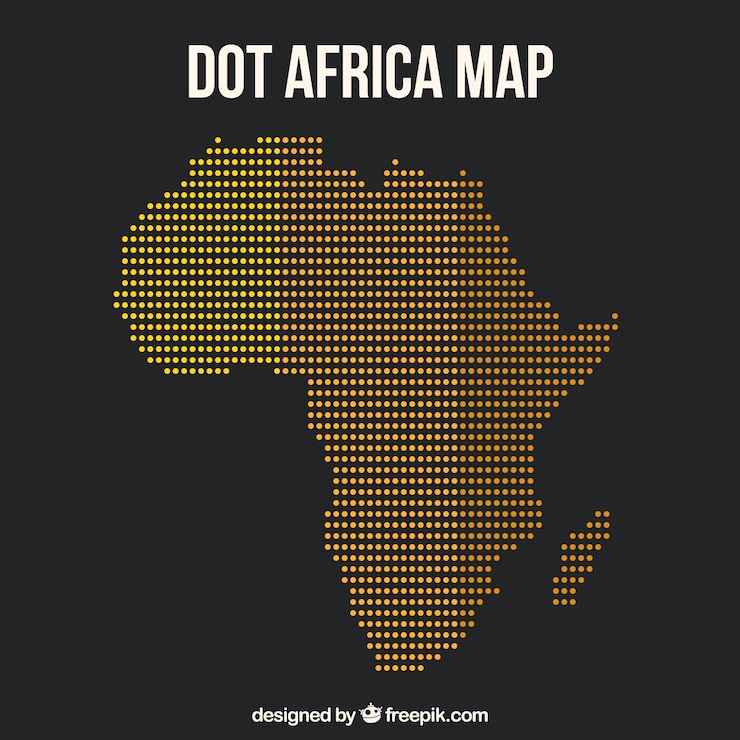 Gratis Vector kaart van afrika met stippen van kleuren