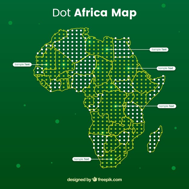Kaart van Afrika met stippen van kleuren