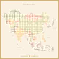 Gratis vector kaart van azië met stippen van kleuren