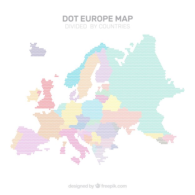 Kaart van Europa met stippen in vlakke stijl