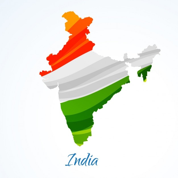 Gratis vector kaart van india met driekleur