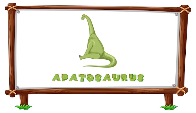 Gratis vector kadersjabloon met dinosaurussen en tekst apatosaurus-ontwerp erin