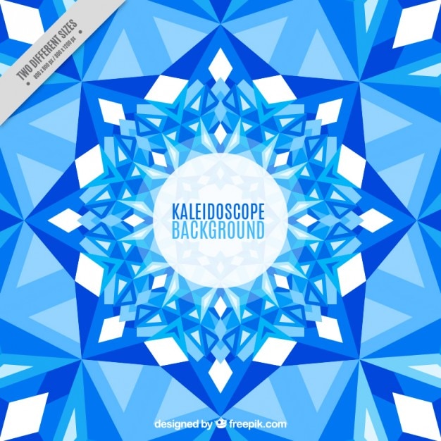 Gratis vector kaleidoscope achtergrond met blauwe kristallen