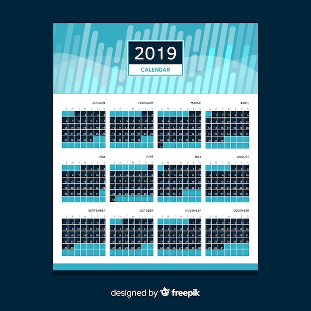 Gratis vector kalender 2019