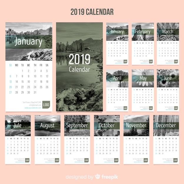 Gratis vector kalender 2019