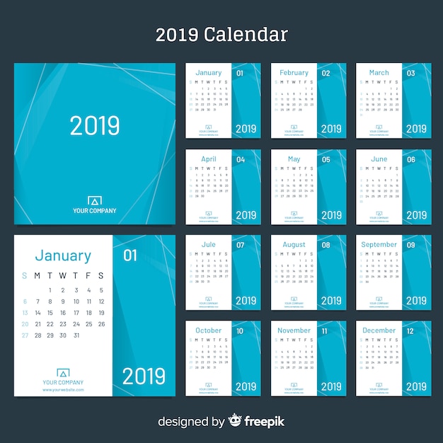 Gratis vector kalender 2019