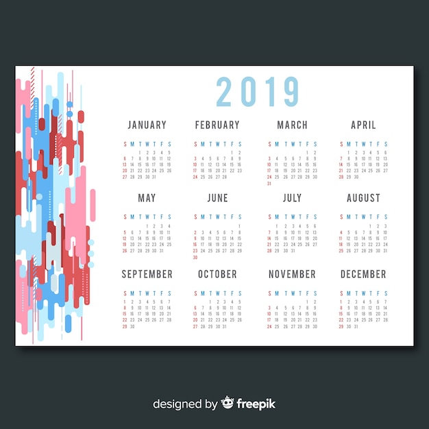 Gratis vector kalender 2019