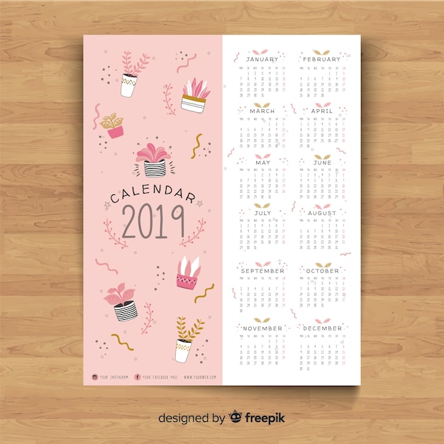 Gratis vector kalender 2019