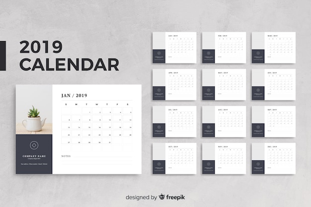 Gratis vector kalender 2019