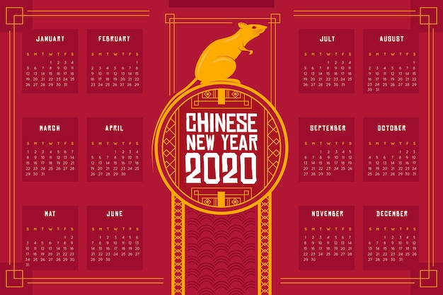 Kalender met muis voor chinees nieuw jaar