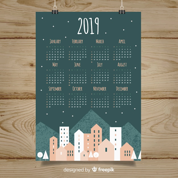 Gratis vector kalender van 2019