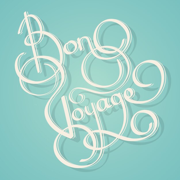 Gratis vector kalligrafie bon voyage vintage lettering briefkaart sjabloon vector illustratie