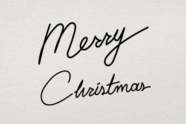 Gratis Vector kalligrafie merry christmas achtergrond, minimale inkt typografie vector
