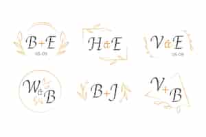 Gratis vector kalligrafische bruiloft monogram logo's