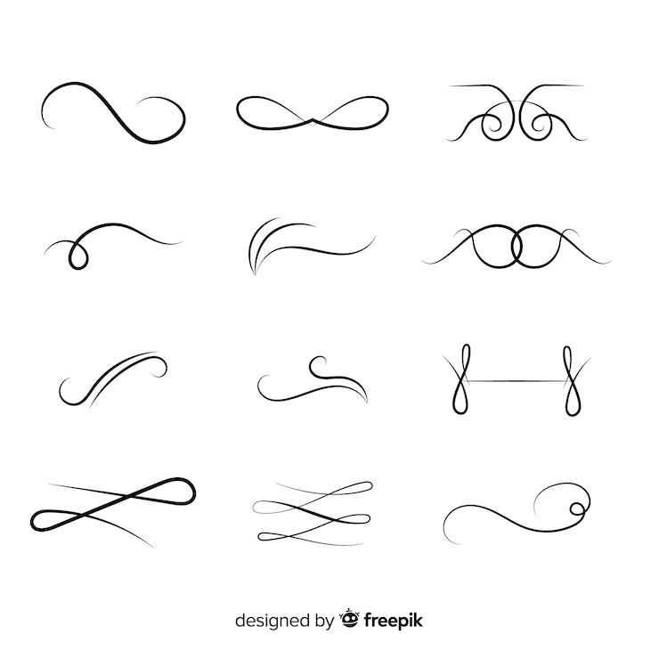 Gratis Vector kalligrafische bruiloft sieraad set