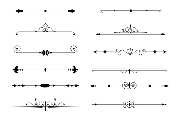 Kalligrafische decoratieve scheidingslijncollectie
