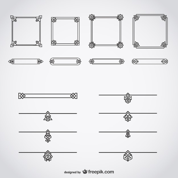 Gratis vector kalligrafische frames en tekst verdelers