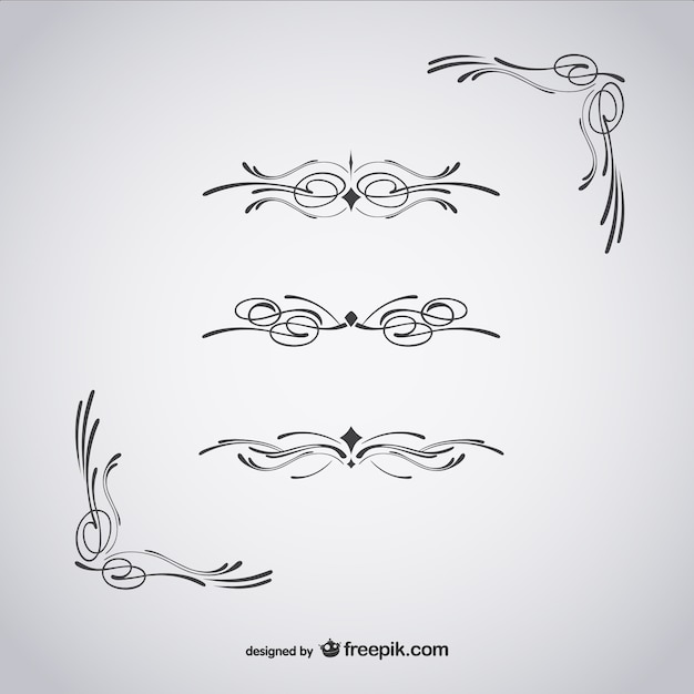 Gratis vector kalligrafische ornamenten en hoeken