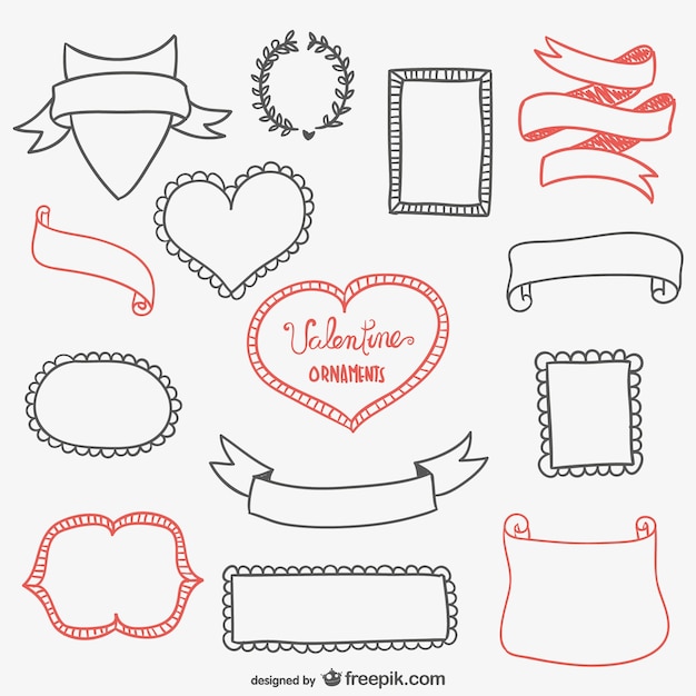 Gratis vector kalligrafische valentines frames