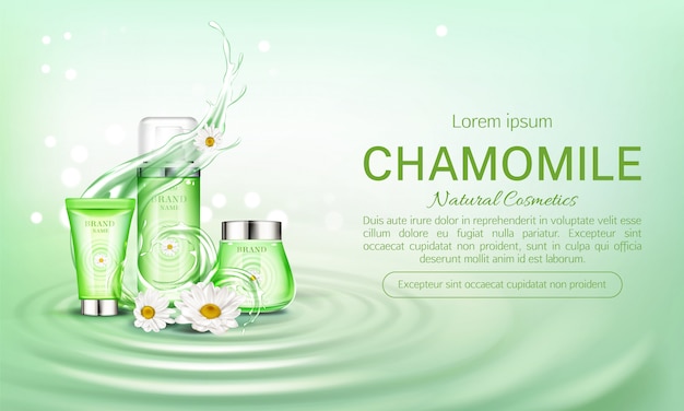 Kamille eco cosmetica flessen banner