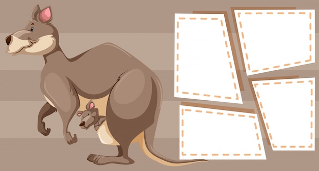 Gratis vector kangaroo op notitieachtergrond