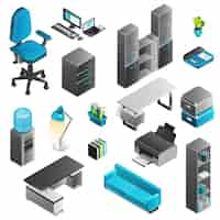 Gratis vector kantoor interieur icons set