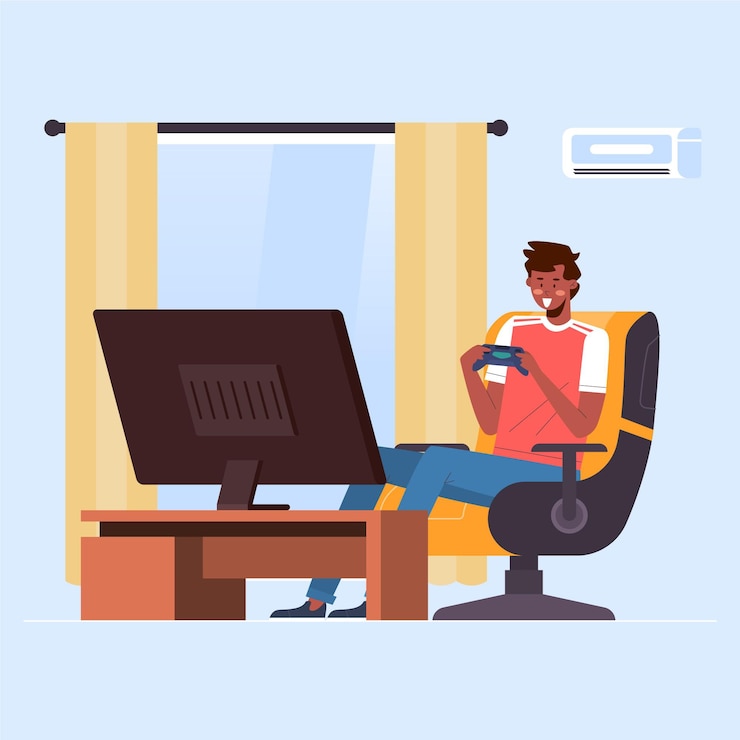 Gratis Vector karakter dat videogame speelt