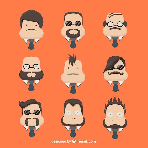 Gratis vector karakter mannen gezichten