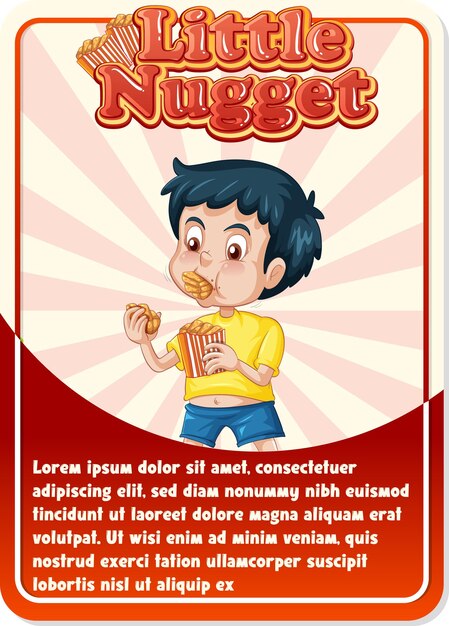 Karakterspelkaartsjabloon met woord Little Nugget