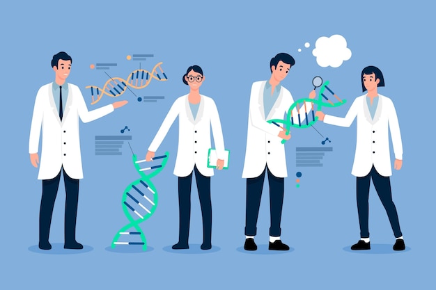 Karakterwetenschappers die dna-moleculen vasthouden