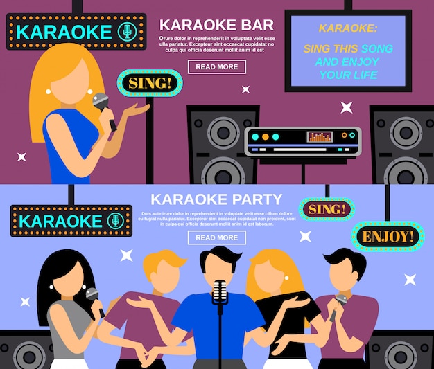Gratis vector karaoke-bannerset