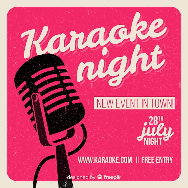 Gratis vector karaoke nacht feest banner of folder sjabloon