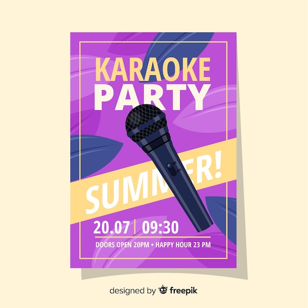 Gratis vector karaoke poster sjabloon vlakke stijl