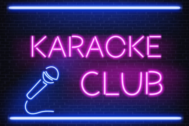 Karaokeclub die helder neonlichtuithangbord gloeit