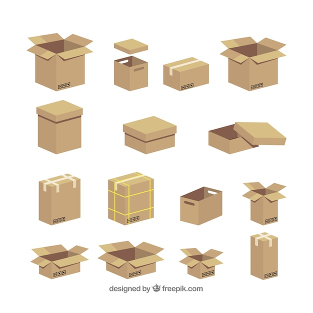 Gratis vector kartonnen dozen verzamelen tot verzending