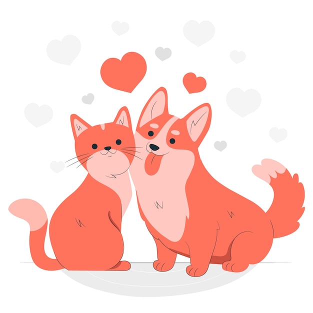 Gratis vector kat en hond concept illustratie