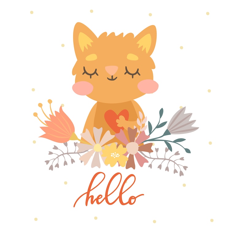 Gratis Vector kat in bloemen