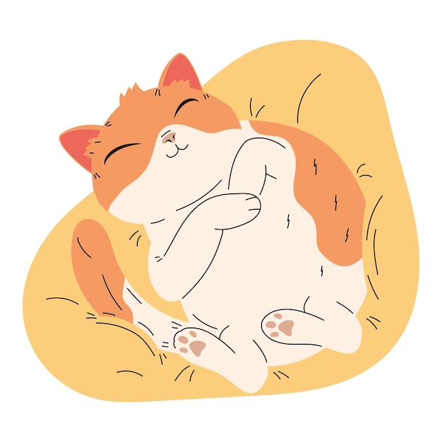 Gratis vector kat slaapt in geel kussen