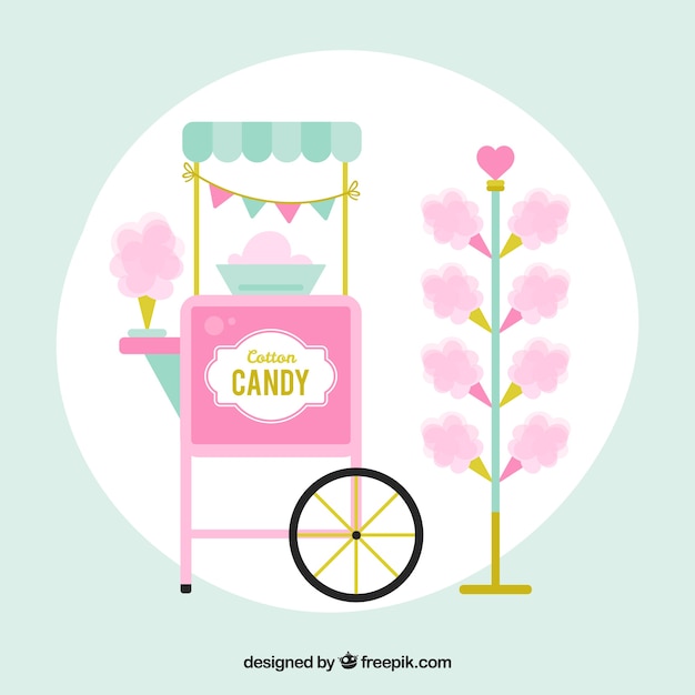 Gratis vector katoen snoep en katoen candy cart