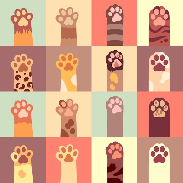 Gratis vector kattenpoten in vlakke stijl